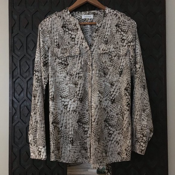 Calvin Klein Reptilian Print Button Down Shirt - Picture 16 of 16